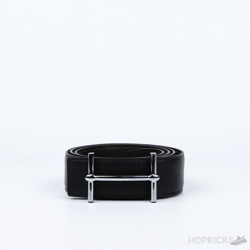 Hermes Silver H black Belt