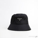 Prada Triangle Logo Nylon Bucket Black Hat - Photo 1