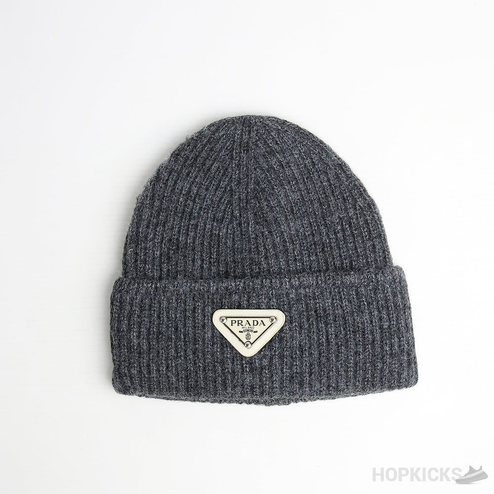Prada Triangle logo Grey Beanie
