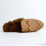 Gucci Princetown Beige GG Canvas Fur Mules - Photo 6