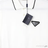 Prada Logo White Black Neck Polo Shirt - Photo 4