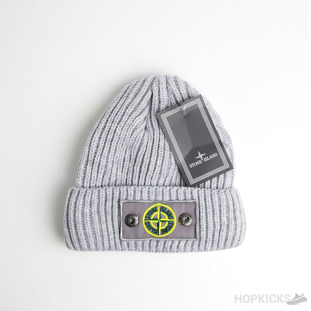 Stone Island Badge Woolen Beanie Grey