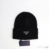 Prada Triangle Logo Dark Black Beanie (Premium Batch) - Photo 1