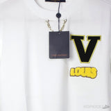 L*V Crew Neck Blended Chain Plain White T-Shirt - Photo 3