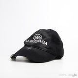 Balenciaga BB White Logo Distressed Baseball Black Cap - Photo 1