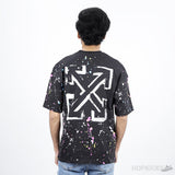 OFF-WHITE X Marais Splatter Print Black T-Shirt - Photo 1