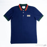 Gucci Web Collar Navy Polo Shirt - Photo 1