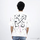 OFF-WHITE X Marais Splatter Print White T-Shirt - Photo 1