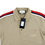 Gucii Beige Cotton Jersey Polo Shirt With Web (Dot Perfect) - Photo 3