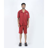 Off-White Maroon Shirt and Shorts (Economy Batch) - Photo 1