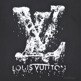 LV Splattered Logo Printed Black T-Shirt (Imported Premium Finish) - Photo 3