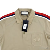 Gucii Beige Cotton Jersey Polo Shirt With Web (Dot Perfect) - Photo 6