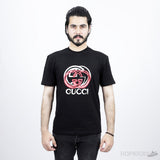Gucci Red White Logo Black T-Shirt - Photo 1