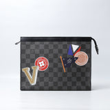 Louis Vuitton Women's Black Voyage Logo-Embellished Pouch In Leather (Dot Perfect) - Photo 1