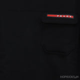 Prada Red Logo Patch Pocket Black Sweatshirt - Photo 3