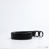 F*rragamo Gancini Silver Logo Buckle Black Leather Belt - Photo 2