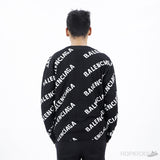 Balenciaga Allover Logo Sweater in Black and White Wool Knit (High End Batch) - Photo 2