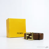 F*ndi Brown FF Buckle Gold Belt - Photo 4