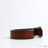 GG Gold Logo Buckle Leather Brown Belt - Photo 2