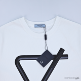 Prada Strip Triangle Printed White T-Shirts (Imported Premium Finish) - Photo 3