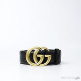 GG Marmont Embossed Black-Gold Belt - Photo 1