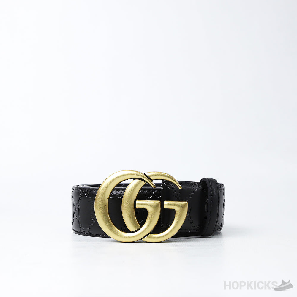 GG Marmont Embossed Black-Gold Belt