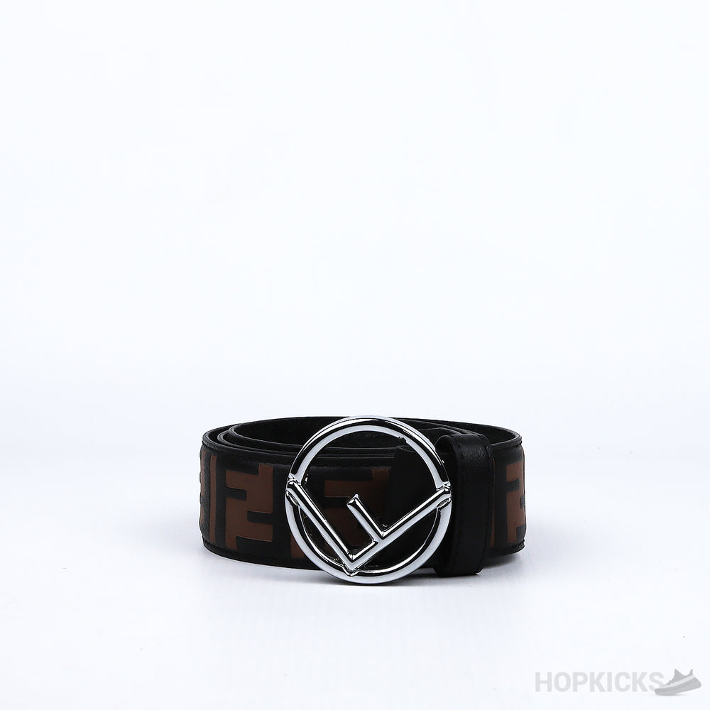 Fendi Silver F Black Belt