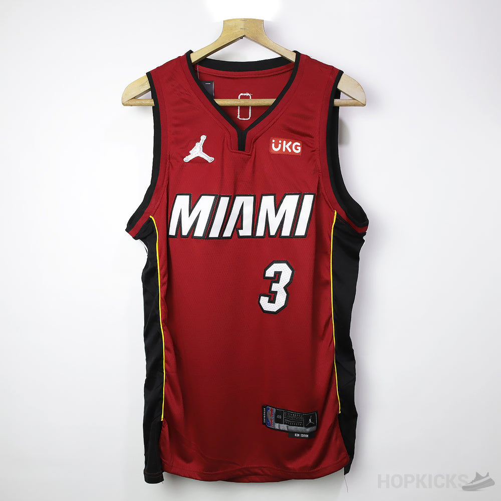 NBA Dwyane Wade Red Miami 3 Red Jersey