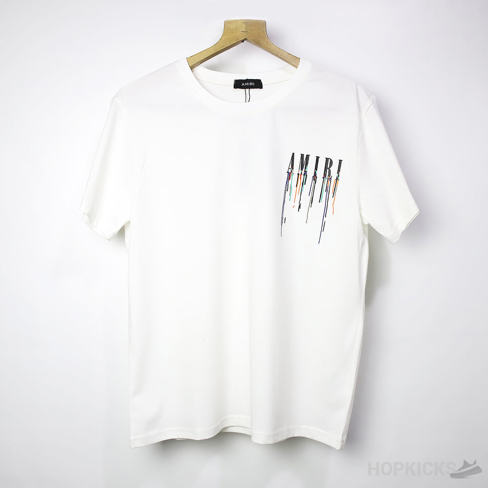 Am*ri Blue Drip Printed White T-Shirt