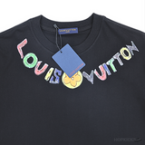 LV Curved Flower Logo Black T-Shirt (Imported Premium Finish) - Photo 3