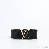 L*V Gold Initials Monogram Buckle Black Belt - Photo 1