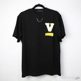 L*V Crew Neck Blended Chain Plain Black T-shirt - Photo 1