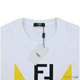 Fendi FF Yellow Eyes Printed White T-Shirt (Imported Premium Finish) - Photo 3