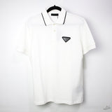 Prada Logo White Black Neck Polo Shirt - Photo 1
