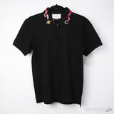 G*cci Snake Embroidery Polo Shirt Black - Photo 1