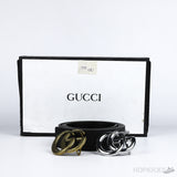 Gucci GG Silver Buckle Black Belt - Photo 3