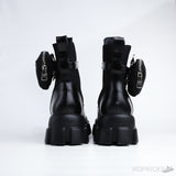 Prada Monolith Brushed Leather And Nylon Boots With Pouch (Dot Perfect) - Photo 8
