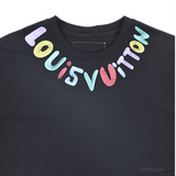 LV Curved Colored Logo Black T-Shirt (Imported Premium Finish) - Photo 3