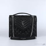 YSL Silver Logo Envelope Chain Shoulder Bag - Photo 1