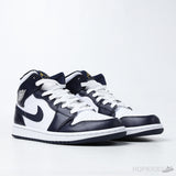 Air Jordan 1 Mid Shattered White Metallic Gold Obsidian (Premium Plus Batch) - Photo 7