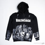 Balenciaga Logo Brushstrokes Black Hoodie - Photo 1