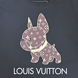LV Cartoon Design Dog Printed Black T-Shirt (Imported Premium Finish) - Photo 3