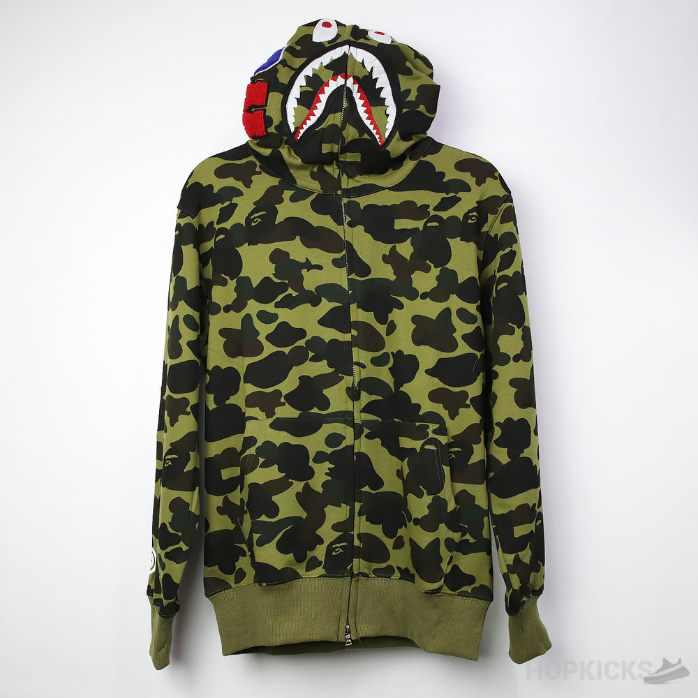 Bape Big ABC Camo Shark Full Zip Hoodie Green