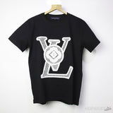L*V White Fur Logo Black T-Shirt - Photo 1