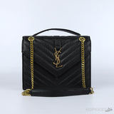 YSL Gold Logo Envelope Chain Shoulder Bag - Photo 1
