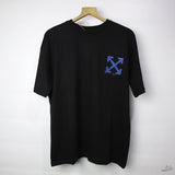 Off-White Blue Paint Print Black T-Shirt - Photo 1