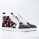 Christian Louboutin Lou Spikes Orlato Sneaker in Red and Black (Dot Perfect) - Photo 10
