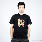 Palm Angels Logo on Fire Black T-Shirt - Photo 1