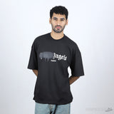 Palm Angels Black Cotton Sprayed Logo Printed Crew Neck T-Shirt (Economy Batch) - Photo 3