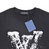 LV Splattered Logo Printed Black T-Shirt (Imported Premium Finish) - Photo 4